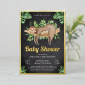 Cute Slaping-Baby shower Chalkboard Gold Folie Uitnodiging (Staand Voorkant)