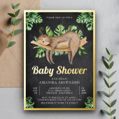 Cute Slaping-Baby shower Chalkboard Gold Folie Uitnodiging