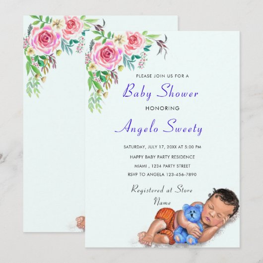 Cute Slaping Baby shower Invitation (Voorkant / Achterkant)