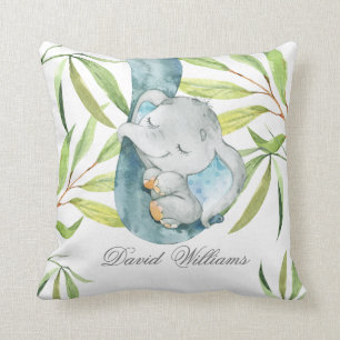 Cute Slaping Elephant Boy Nursery Personalized Kussen