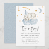 Cute Slaping Elephant Het is een Baby shower van e Kaart (Voorkant / Achterkant)