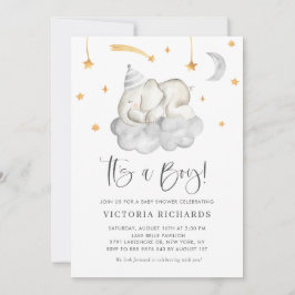 Cute Slaping Elephant Het is een Jongen Grijze Bab Kaart