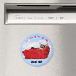 Cute Slaping Kitten in Red Basket - aangepaste fot Magneet