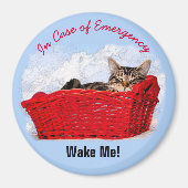 Cute Slaping Kitten in Red Basket - aangepaste fot Magneet (Voorkant)