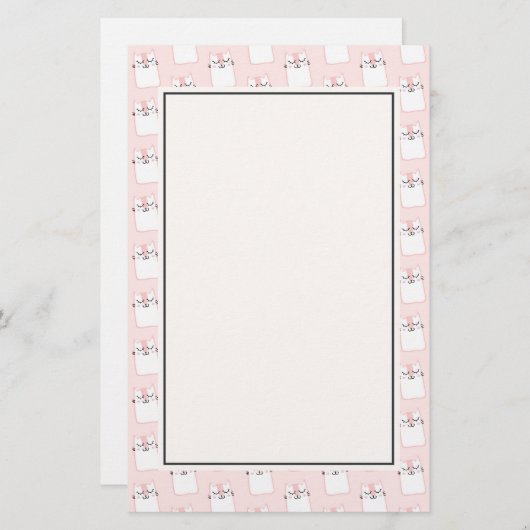 Cute Slaping Kitty Cat Pattern Briefpapier (Voorkant / Achterkant)