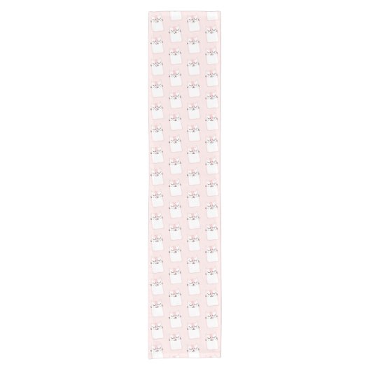 Cute Slaping Kitty Cat Pattern Korte Tafelloper (Voorkant)