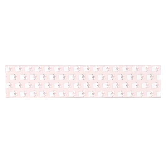 Cute Slaping Kitty Cat Pattern Korte Tafelloper (Horizontaal)