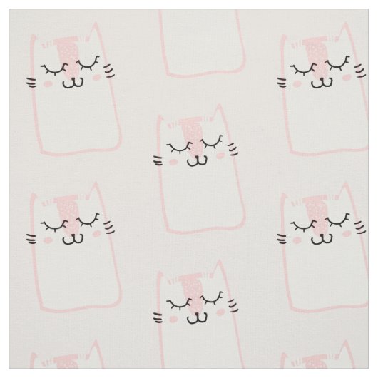 Cute Slaping Kitty Cat Pattern Stof (Swatch)