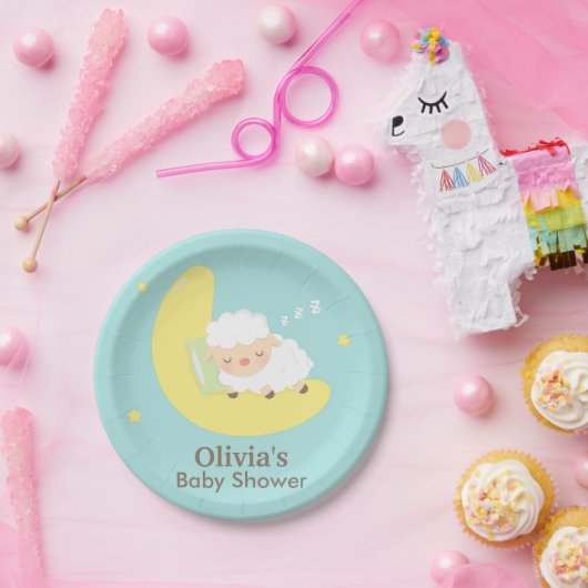 Cute Slaping Lamb Baby shower Party Supply Papieren Bordje (Feest)