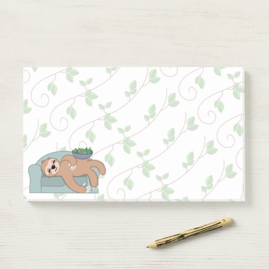 Cute Slaping met lui tropisch Oerwoud Post-it® Notes (Op bureau)