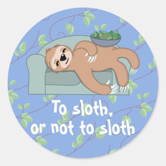 Cute Slaping met lui tropisch Oerwoud Ronde Sticker (Voorkant)