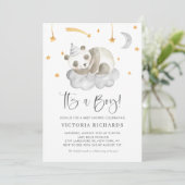 Cute Slaping Panda Grey Het is een Baby shower van Kaart (Staand voorkant)