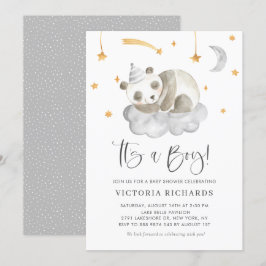Cute Slaping Panda Grey Het is een Baby shower van Kaart