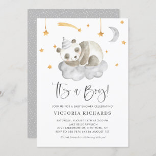 Cute Slaping Panda Grey Het is een Baby shower van Kaart