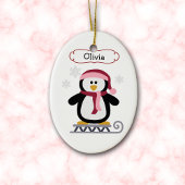 Cute Slaping Penguin Persoonlijke Kerstmis Keramisch Ornament