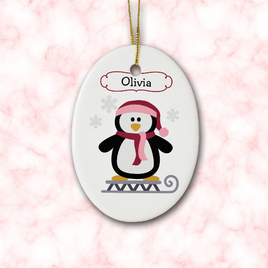 Cute Slaping Penguin Persoonlijke Kerstmis Keramisch Ornament