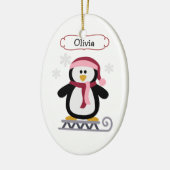 Cute Slaping Penguin Persoonlijke Kerstmis Keramisch Ornament (Links)