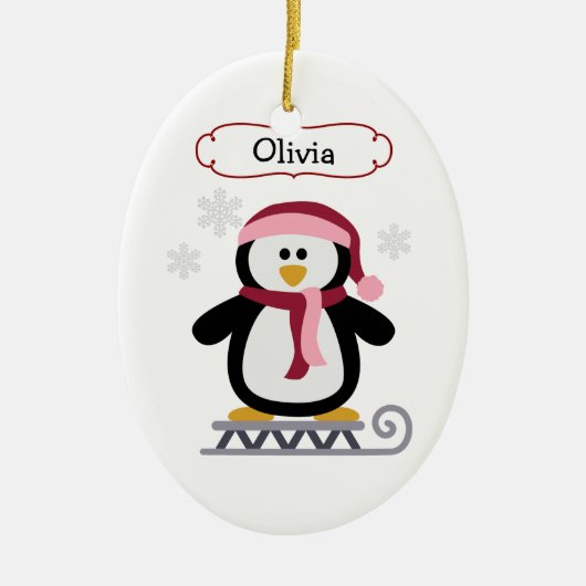 Cute Slaping Penguin Persoonlijke Kerstmis Keramisch Ornament (Voorkant)