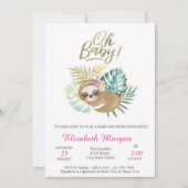 Cute Slaping Sloth Oh Baby Summer Baby shower Kaart (Voorkant)