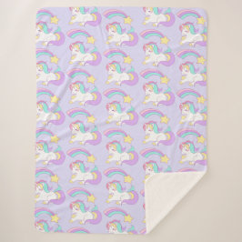 Cute Slaping Unicorn met kleurrijke Shootster Sherpa Deken