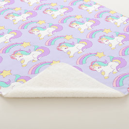 Cute Slaping Unicorn met kleurrijke Shootster Sherpa Deken