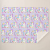 Cute Slaping Unicorn met kleurrijke Shootster Sherpa Deken (Voorkant (horizontaal))