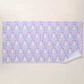 Cute Slaping Unicorn met kleurrijke Shootster Strandlaken (Voorkant)