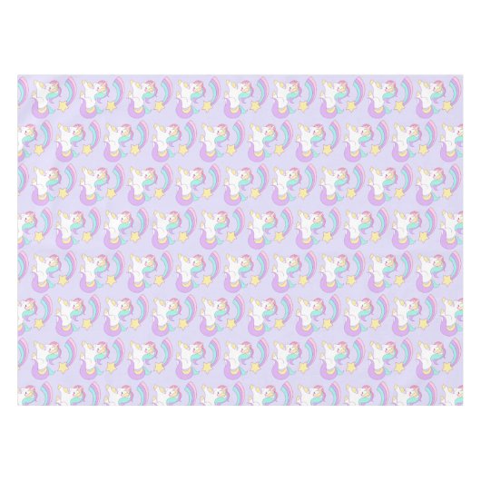 Cute Slaping Unicorn met kleurrijke Shootster Tafelkleed (Voorkant (Horizontaal))