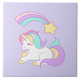 Cute Slaping Unicorn met kleurrijke Shootster Tegeltje