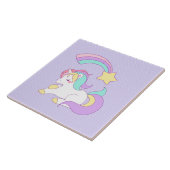 Cute Slaping Unicorn met kleurrijke Shootster Tegeltje (Zijkant)
