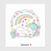 Cute Slaping Unicorn met Regenboog en Girly Icons Sticker (Vel)