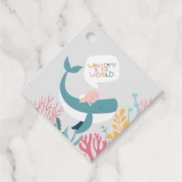 Cute Slaping Whale Baby shower Bedankjes Labels