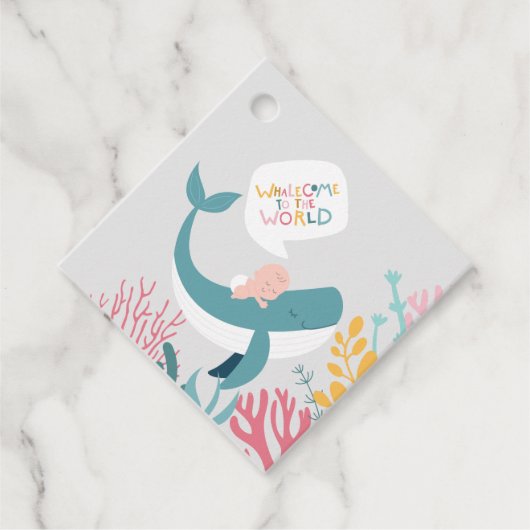 Cute Slaping Whale Baby shower Bedankjes Labels (Voorkant)