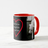 Cute Slaping White Dog Love Message in Heart Red Mok (Voorkant rechts)