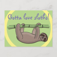 Cute slapy sloth hangt op groene bamboe cartoon
