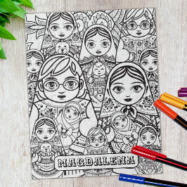 Cute Slavic Folk Art Nesting Dolls Adult Colour Legpuzzel