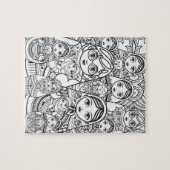 Cute Slavic Folk Art Nesting Dolls Family Colour Legpuzzel (Horizontaal)