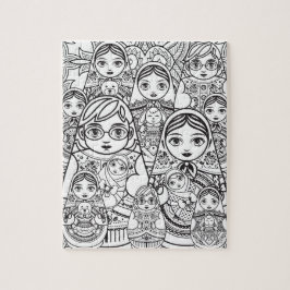 Cute Slavic Folk Art Nesting Dolls Family Colour Legpuzzel