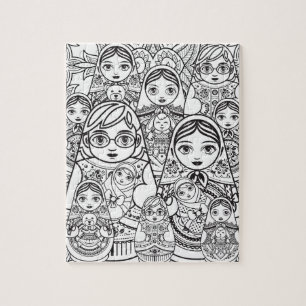 Cute Slavic Folk Art Nesting Dolls Family Colour Legpuzzel