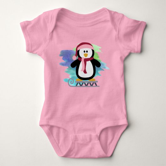 Cute Sled Penguin Abstract Romper (Voorkant)