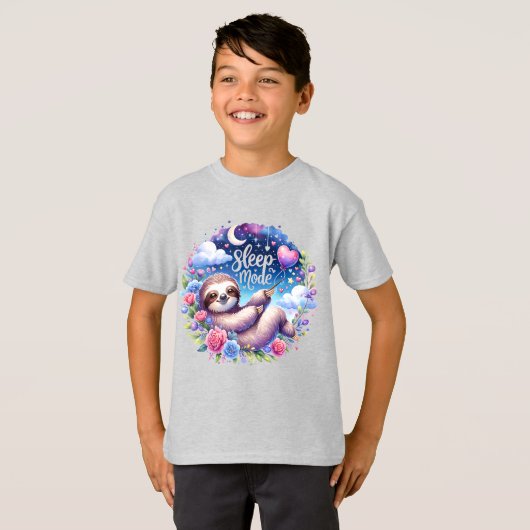 Cute Sleep Mode Sloth Night Sky T-Shirt (Voorkant volledig)
