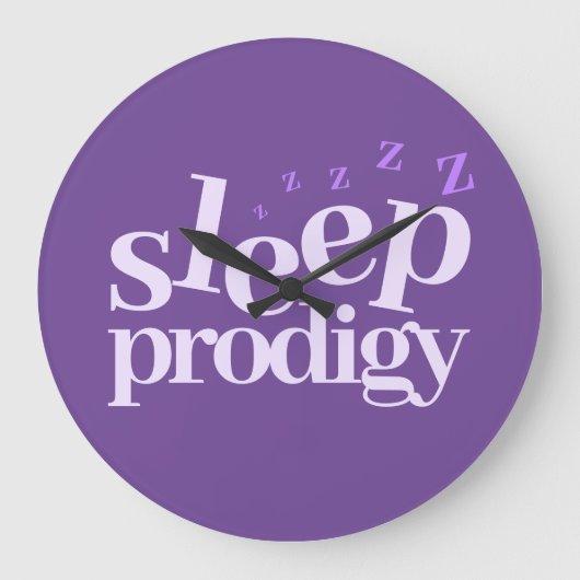 Cute Sleep Prodigy Word Art Grote Klok (Voorkant)