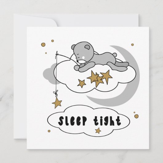 Cute Sleep Tight Teddy Bear Stars (Voorkant)