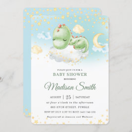 Cute Sleeping Baby Dinosaur Boy Baby shower   Kaart