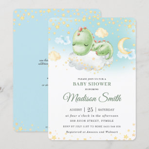 Cute Sleeping Baby Dinosaur Boy Baby shower   Kaart