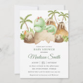 Cute Sleeping Baby Dinosaur Jurassic Boy Shower  Kaart (Voorkant)