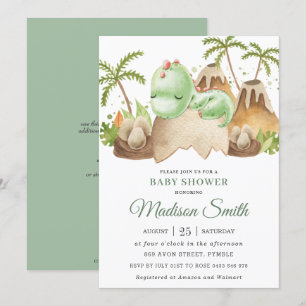 Cute Sleeping Baby Dinosaur Jurassic Boy Shower  Kaart