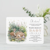 Cute Sleeping Baby Doe Baby Shower Kaart (Staand voorkant)