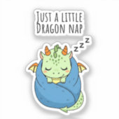 Cute Sleeping Baby Dragon Just A Little Nap Sticker (Voorkant)