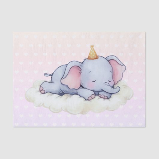 Cute Sleeping Baby Elephant Baby Shower Tissuepapier (Voorkant)